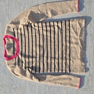 Kinross Beige and Pink Striped Sweater